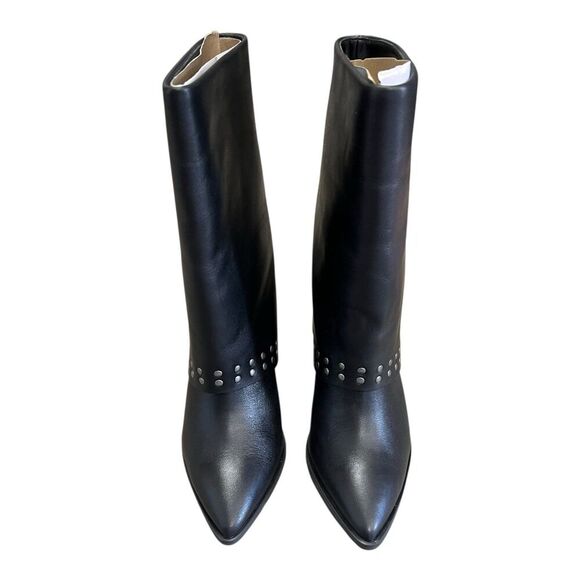 Lisa Vicky Black Leather Studded Mighty Calf Bootie 7.5 - Picture 2 of 4